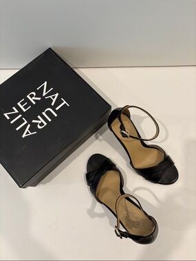 Naturalizer Black Open-Toe Ankle-Strap Heels